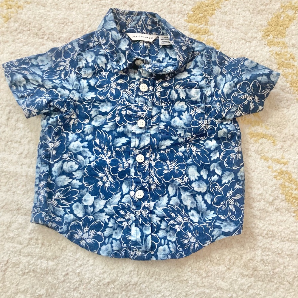 Janie and Jack Blue Hawaiian Floral Shirt